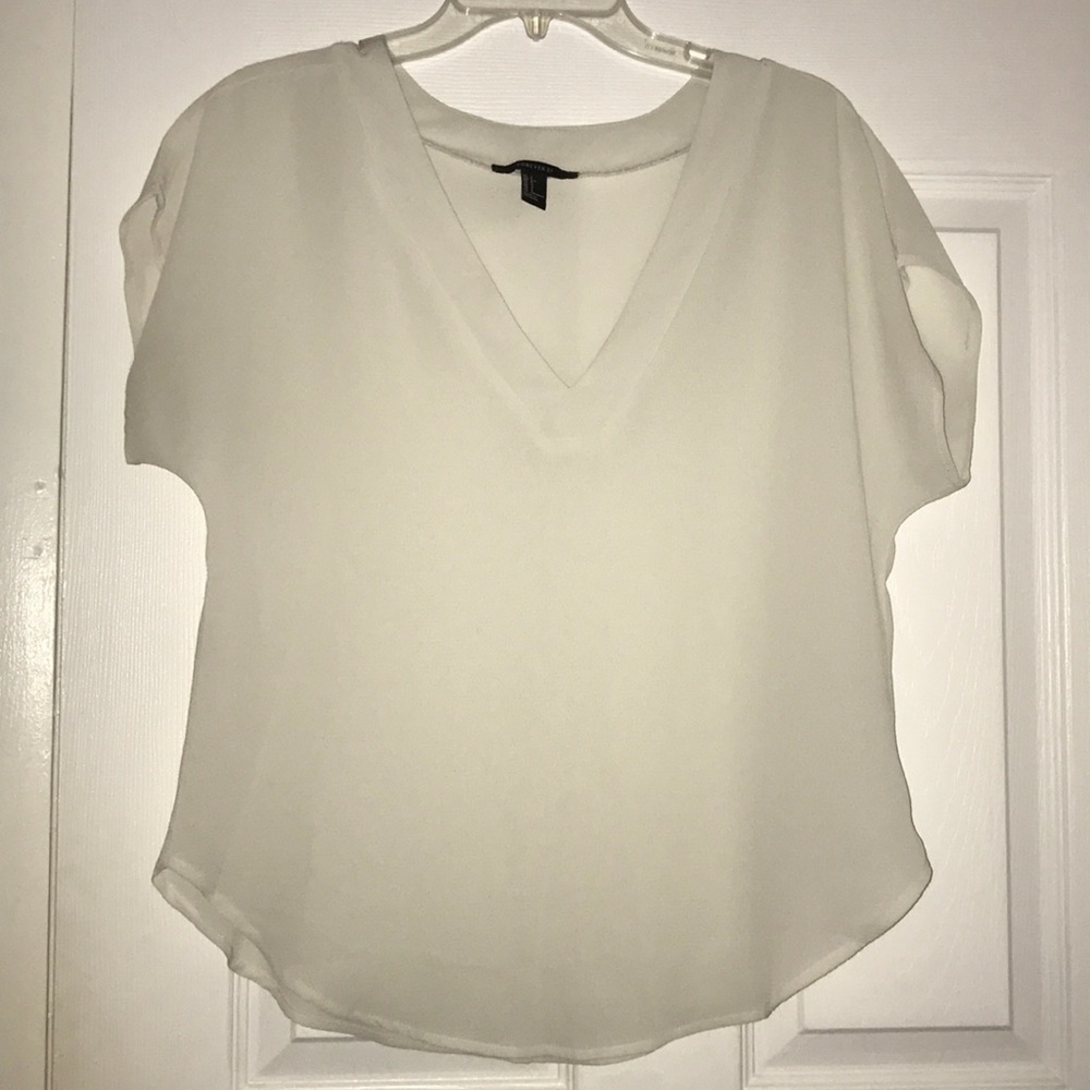 Forever 21 Off White V-Cut Blouse